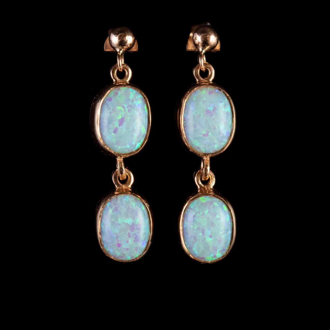 Victorian Style Opal Drop Earrings 9Ct Rose Gold