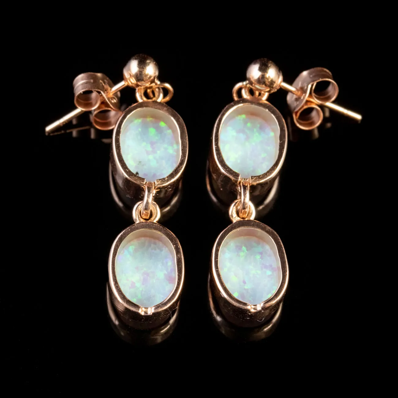 Victorian Style Opal Drop Earrings 9Ct Rose Gold