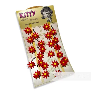 Vintage 1950's/60's 'Kitty' Daisy Flower Hair Elastics - Card of 12