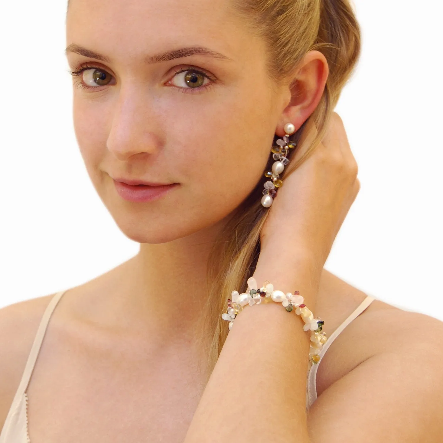 White Freshwater Pearl 'Tutti Frutti' Earrings