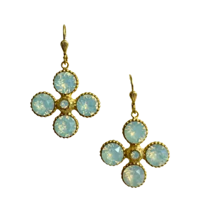 White Opal Crystal Petal Earrings