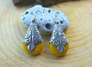 Wrapped Amber Resin Teardrop Earrings