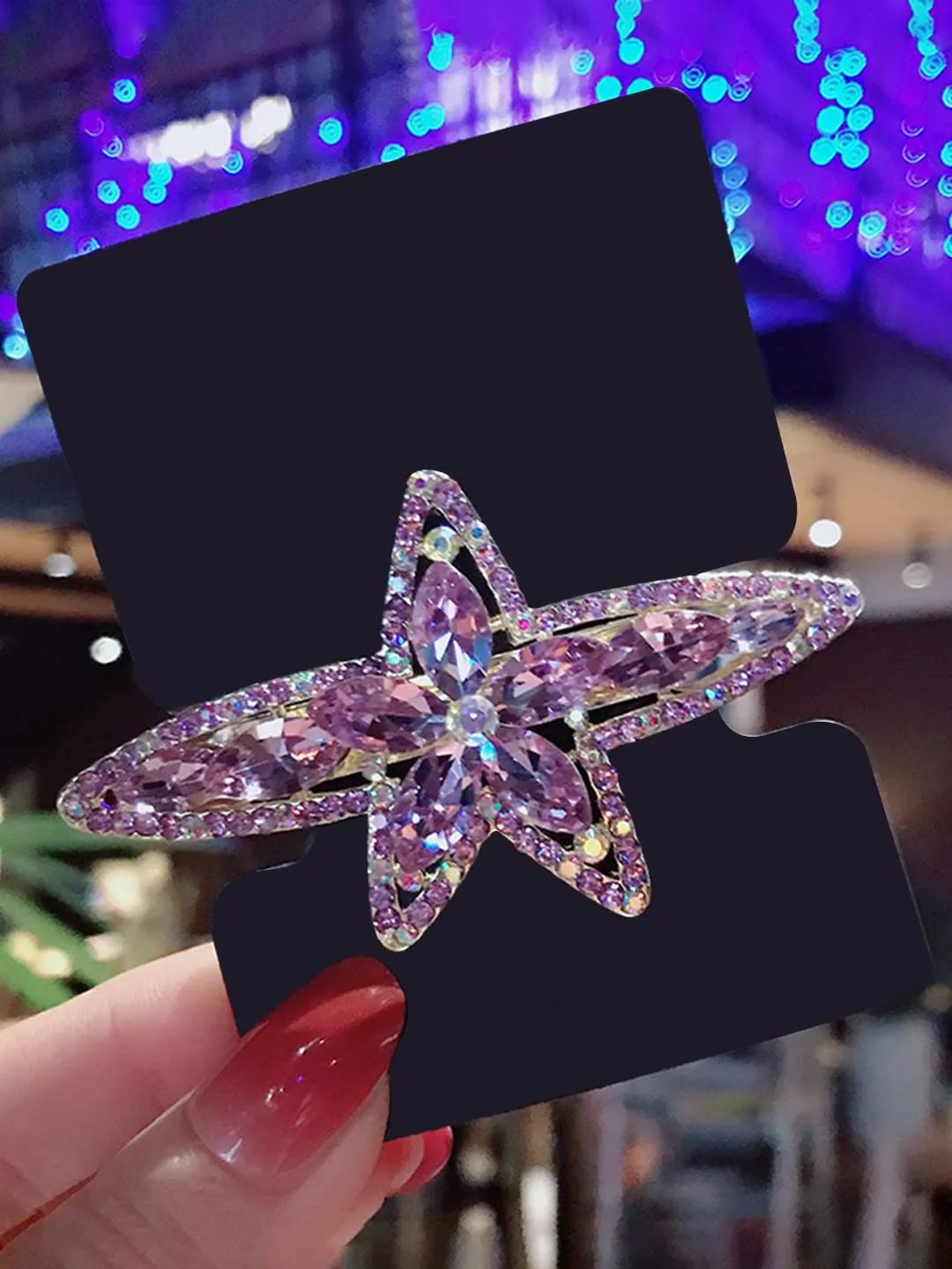 Yellow Chimes Hair Clips for Women Hair Barrette Clips Purple Crystal Star Hairclips French Barrette for Girls and Women Hair Accessories.