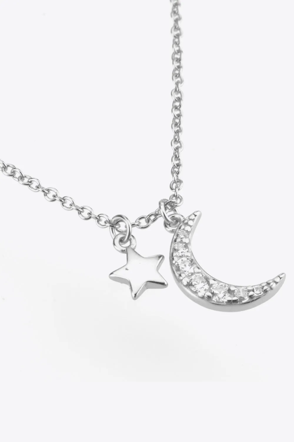 Zircon Star and Moon Pendant Necklace